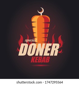 doner kebab emblem template, stylized vector symbol