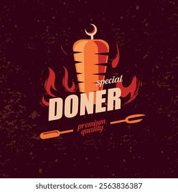 doner kebab emblem template, stylized vector symbo