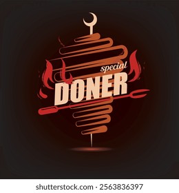 doner kebab emblem template, stylized vector symbo