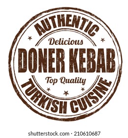 Doner kebab grunge rubber stamp on white background, vector illustration