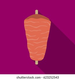 Doner kebab icon in flat style isolated on white background. Meats symbol stock vector illustration