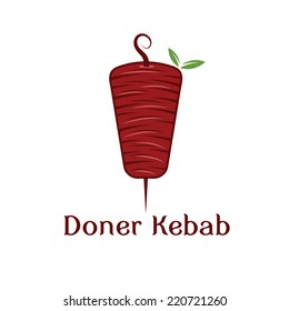 doner kebab with leaves vector design template