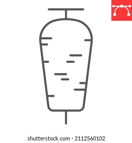 Doner kebab line icon, junk food and turkish fast food, doner kebab vector icon, vector graphics, editable stroke outline sign, eps 10.