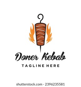 doner kebab logo design element vector for restaurant with modern concept