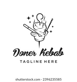 doner kebab logo design element vector for restaurant with modern concept