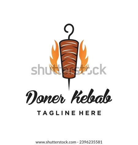 doner kebab logo design element vector for restaurant with modern concept