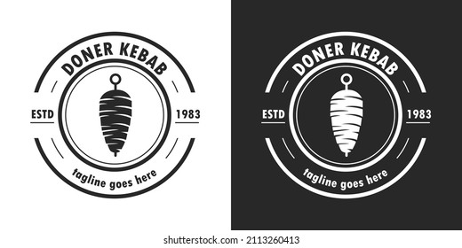 Doner Kebab Logo Icon. Turkish and Arabian Fast Food Restaurant Design elements for logo, label, emblem, sign. Vector.