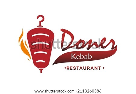 Doner Kebab Logo Icon. Turkish and Arabian Fast Food Restaurant Design elements for logo, label, emblem, sign. Vector.