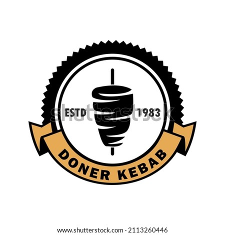 Doner Kebab Logo Icon. Turkish and Arabian Fast Food Restaurant Design elements for logo, label, emblem, sign. Vector.