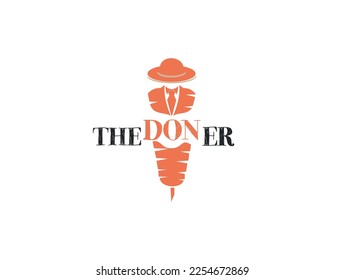 Doner Kebab Logo Icon. Vector Turkish and Arabian Fast Food Restaurant