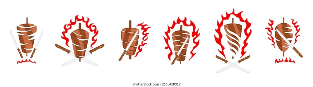 Doner kebab logo for restaurants and markets. Doner kebab logo template. EPS10 vector illustration.