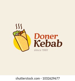 Doner kebab logo templates. Vector creative labels for Turkish and Arabian fast food restaurant.