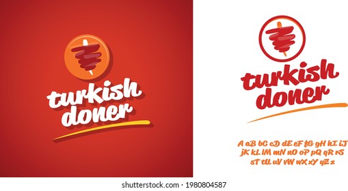 Doner kebab logo templates. Vector creative labels for Turkish and Arabian fast food restaurant.
