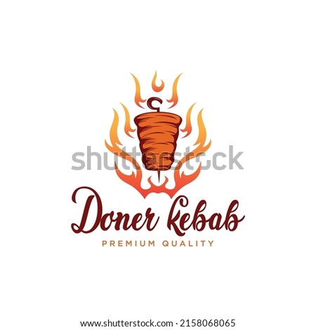 Doner kebab logo templates. Vector creative labels for Turkish and Arabian fast food restaurant.