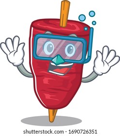 doner kebab mascot design concept wearing diving glasses