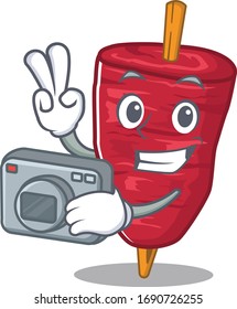 Doner kebab mascot design as a professional photographer working with camera