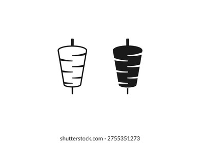 Doner kebab meat on spit icon shawarma