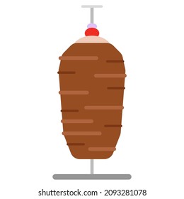 doner kebab on pole flat clipart vector illustration