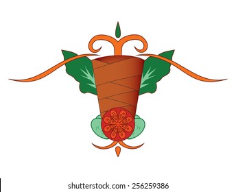 Doner Kebab On A Spit - Arabic and Turkish Meat Food, Stylized Vector Illustration Isolated