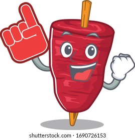 Doner kebab presented in cartoon character design with Foam finger