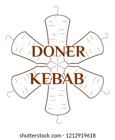 Doner kebab - text on the background of meat