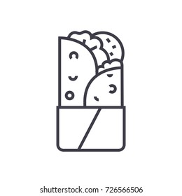 doner kebab vector line icon, sign, illustration on background, editable strokes