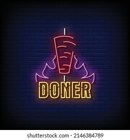 Doner Neon Signs Style Text Vector