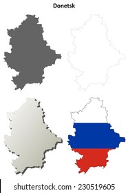 Donetsk blank outline map set - Russian version