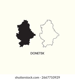 Donetsk Mapa Vector Ilustraciones de stock