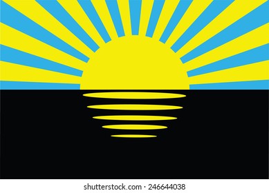 Donetsk Oblast flag vector illustration isolated. Ukraine province patriotic sign. National symbol sunrise.
