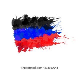 Donetsk People's Republic flag made of colorful splashes