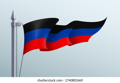 Donetsk People's Republic flag state symbol isolated on background national banner. Greeting card National Day of the Donetsk People's Republic. Illustration banner with realistic state flag of DPR.