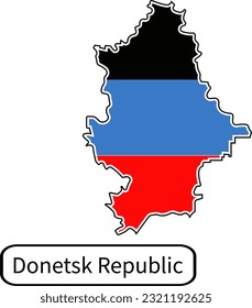 Donetsk peoples republic map with flag inside. Vector illustration isolated on white background.
