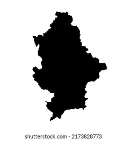 Donetsk peoples Republic map vector silhouette illustration isolated on white background. Self proclaimed republic Part of Eastern Ukraine territory.