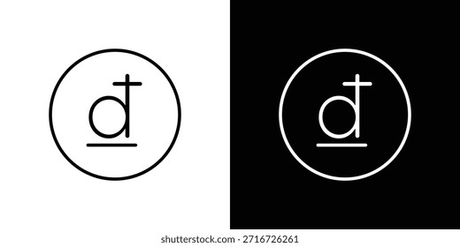 Dong-Symbole schwarz-weißer Vektor, Linie Symbol gesetzt.