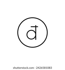 Icono de la línea Dong aislado sobre fondo blanco
