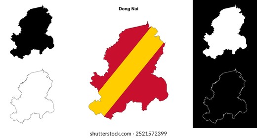 Dong Nai blank outline map set