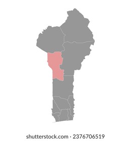 Donga Departement Karte, Verwaltungsabteilung von Benin.