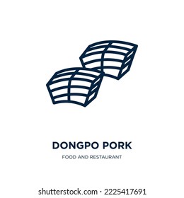 ícono de cerdo de dongpo de la colección de comida y restaurante. Delgado cerdo de dongpo lineal, cerdo, icono de contorno chino aislado en fondo blanco. Signo de cerdo de dongpo vector de línea, símbolo para web y móvil