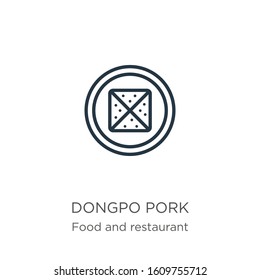 Dongpo pork icon. Thin linear dongpo pork outline icon isolated on white background from food and restaurant collection. Line vector sign, symbol for web and mobile