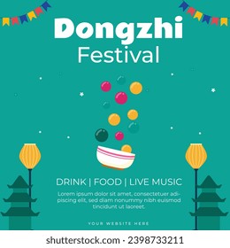 Dongzhi festival celebration. Winter Solstice Festival. December 22. Vector illustration template for Poster, Banner, Greeting, Card, Flyer, Post.