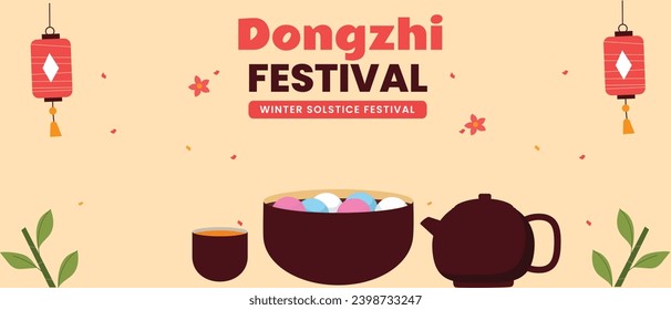 Dongzhi festival celebration. Winter Solstice Festival. December 22.  template for Poster, Banner, Greeting, Card, Flyer, Post. Vector illustration