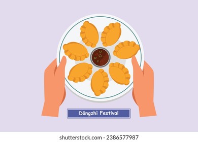 Dongzhi festival concept. Colored flat vector illustration isolated.