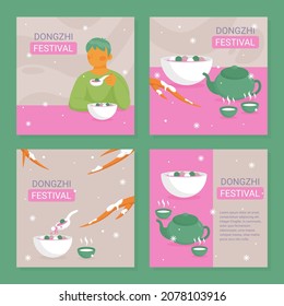 Dongzhi Festival Winter Solstice handgezeichnet flache Illustration Social Media-Posts Sammlung.