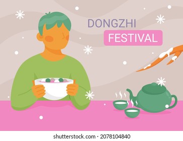 Dongzhi festival winter solstice hand drawn flat illustration social media posts collection.