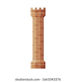 Donjon Castle Tower, Part of Medieval Ancient Fortress Vector Illustration