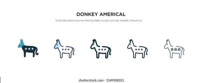 Donkey Americal Political Icon In Different Style Vector Illustration. Two Colored And Black Donkey Americal Political Vector Icons Designed In Filled, Outline, Line And Stroke Style Can Be Used For