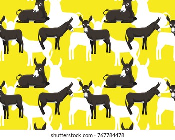 Donkey American Mammoth Cartoon Seamless Wallpaper