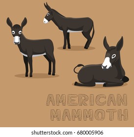 Donkey American Mammoth Cartoon Vector Illustration
