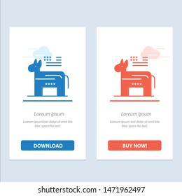 Donkey, American, Political, Symbol  Blue and Red Download and Buy Now web Widget Card Template